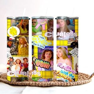 Clueless inspired tumbler with lid and straw. 90’s movies.